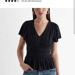 🆕 Express Black Ruched peplum V-Neck blouse